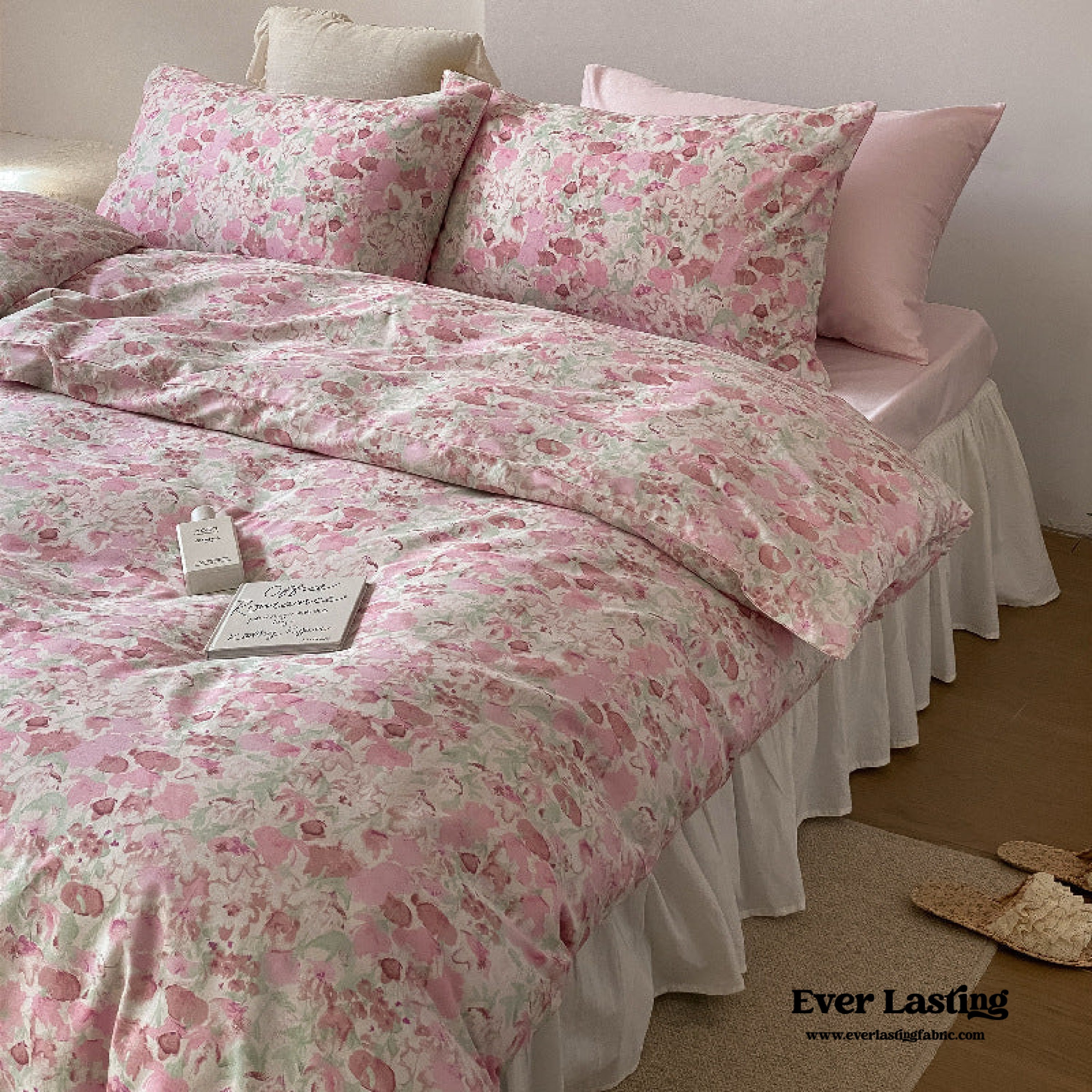 Blossom Floral Bedding Set - White Pink