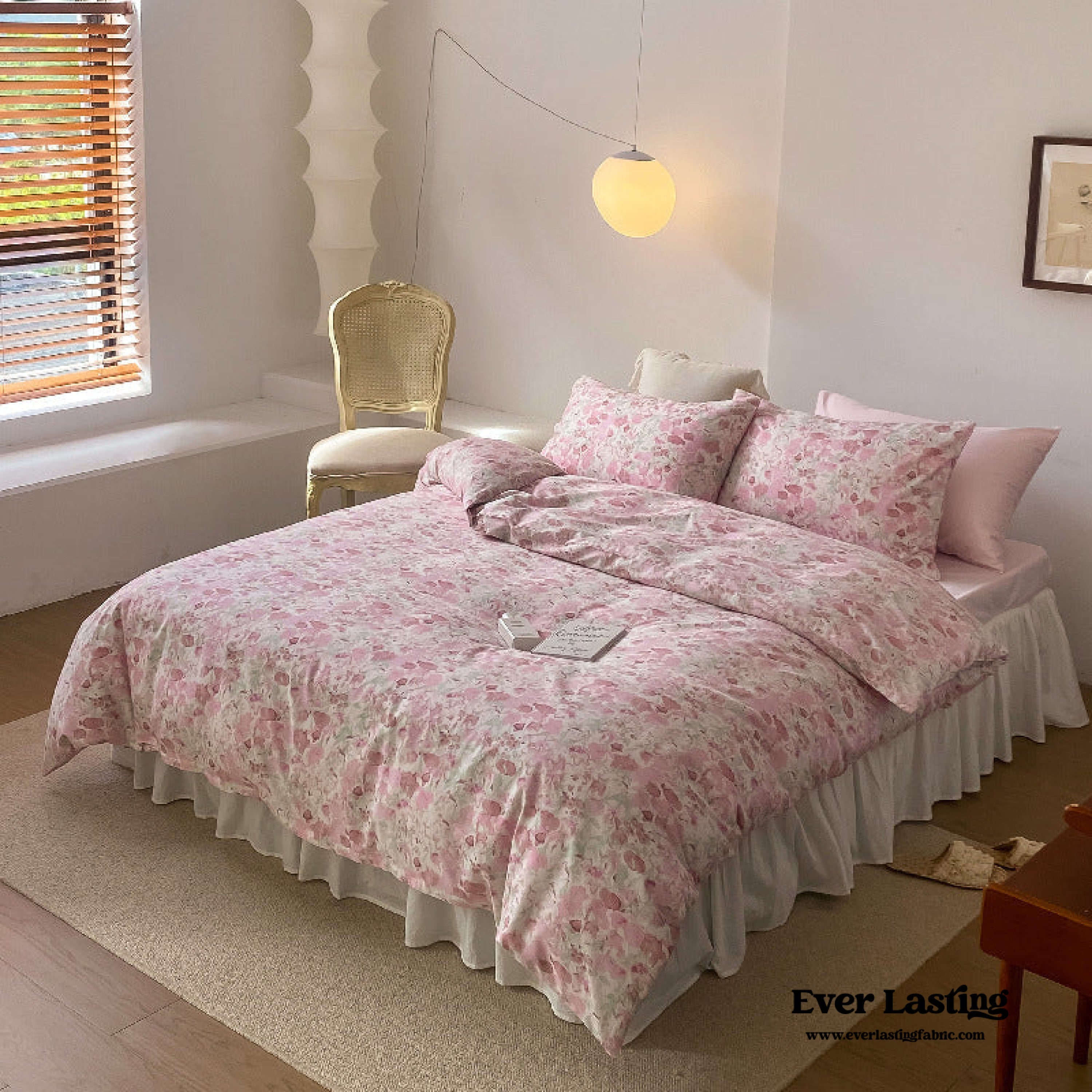 Blossom Floral Bedding Set - White Pink