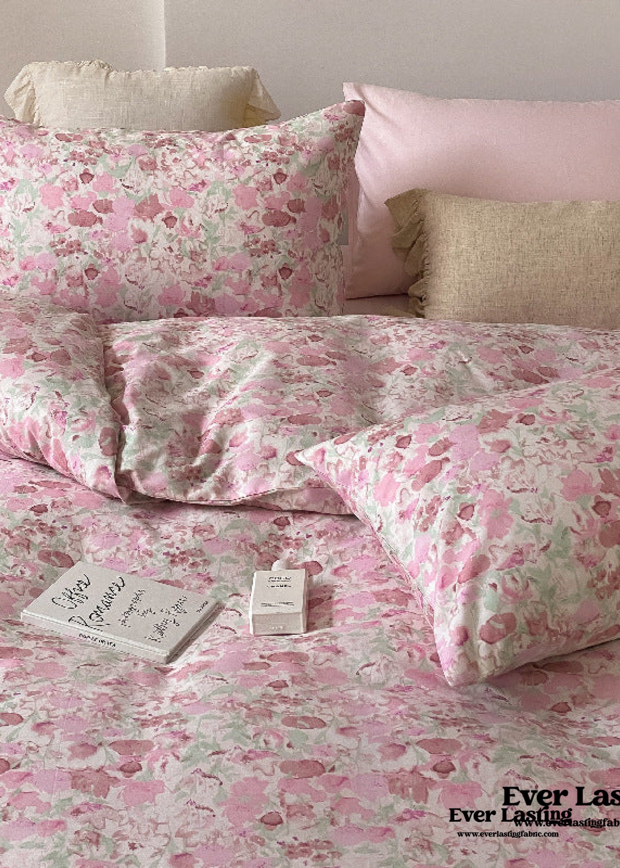 Blossom Floral Bedding Set - White Pink