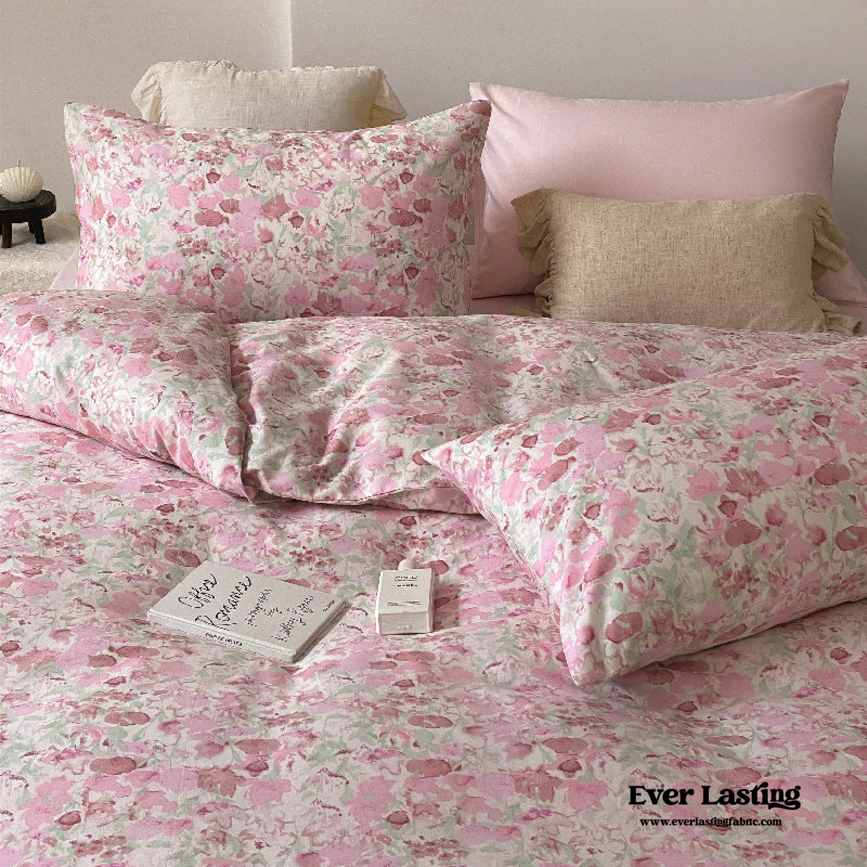 Blossom Floral Bedding Set - White Pink