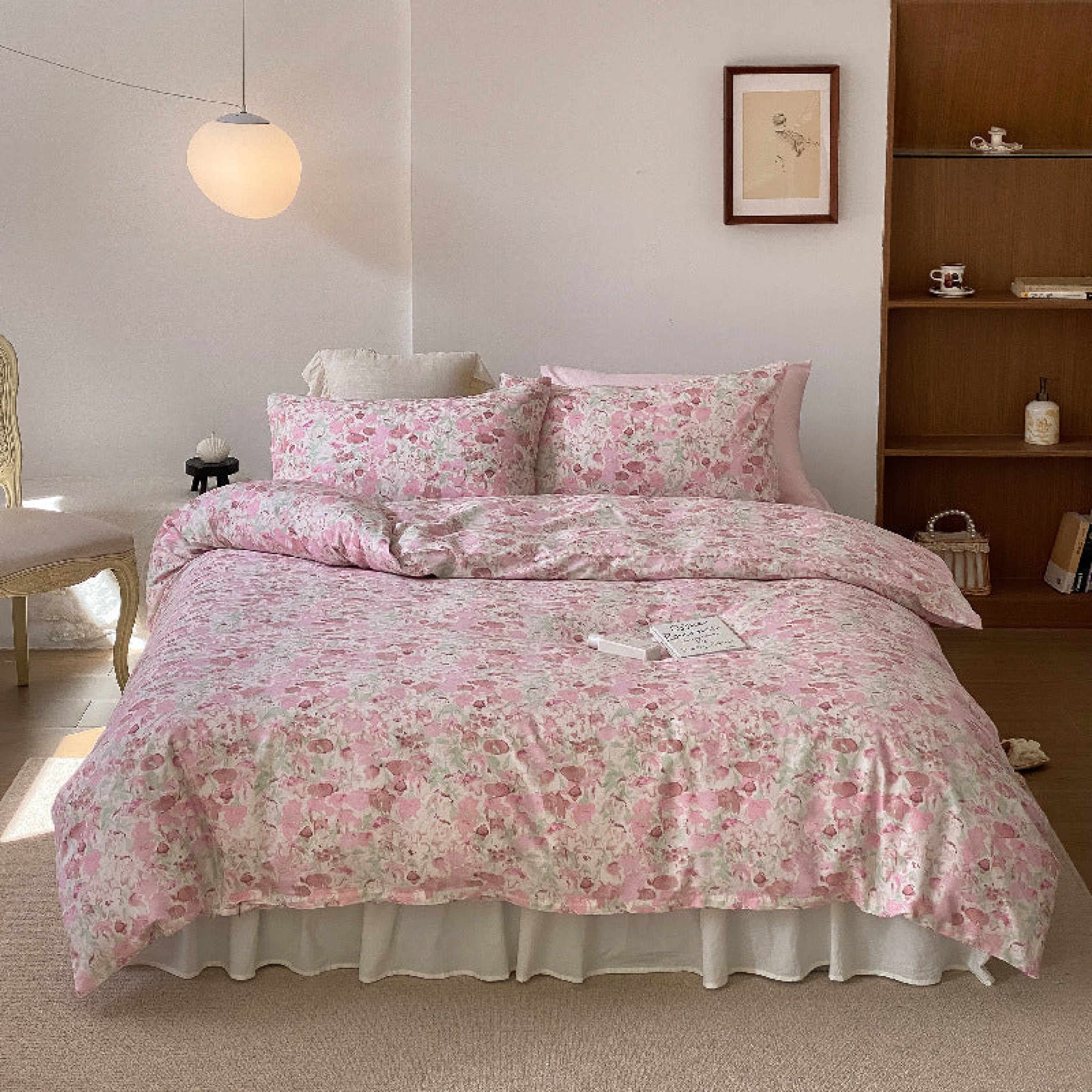 Blossom Floral Bedding Set - White Pink