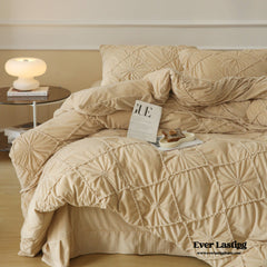 Boho Braided Velvet Bedding Set - Beige
