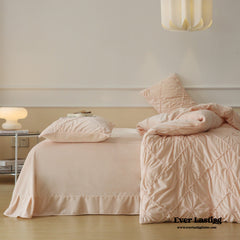 Boho Braided Velvet Bedding Set - Pink