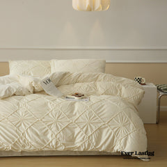 Boho Braided Velvet Bedding Set - White