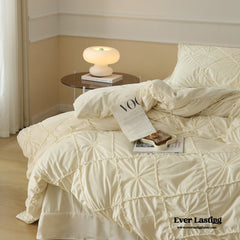 Boho Braided Velvet Bedding Set - White