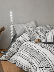 Boho Jacquard Cotton Bedding Set - Black Gray