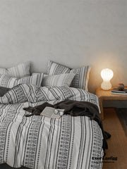 Boho Jacquard Cotton Bedding Set - Black Gray