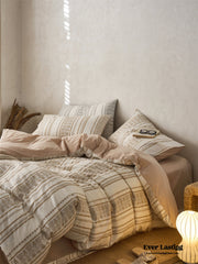 Boho Jacquard Cotton Bedding Set - Khaki Beige