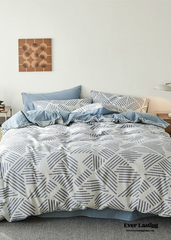Boho Striped Bedding Set - Blue