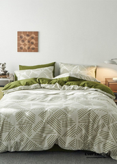 Boho Striped Bedding Set - Green