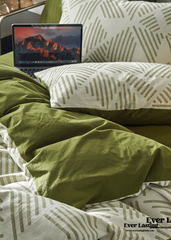 Boho Striped Bedding Set - Green