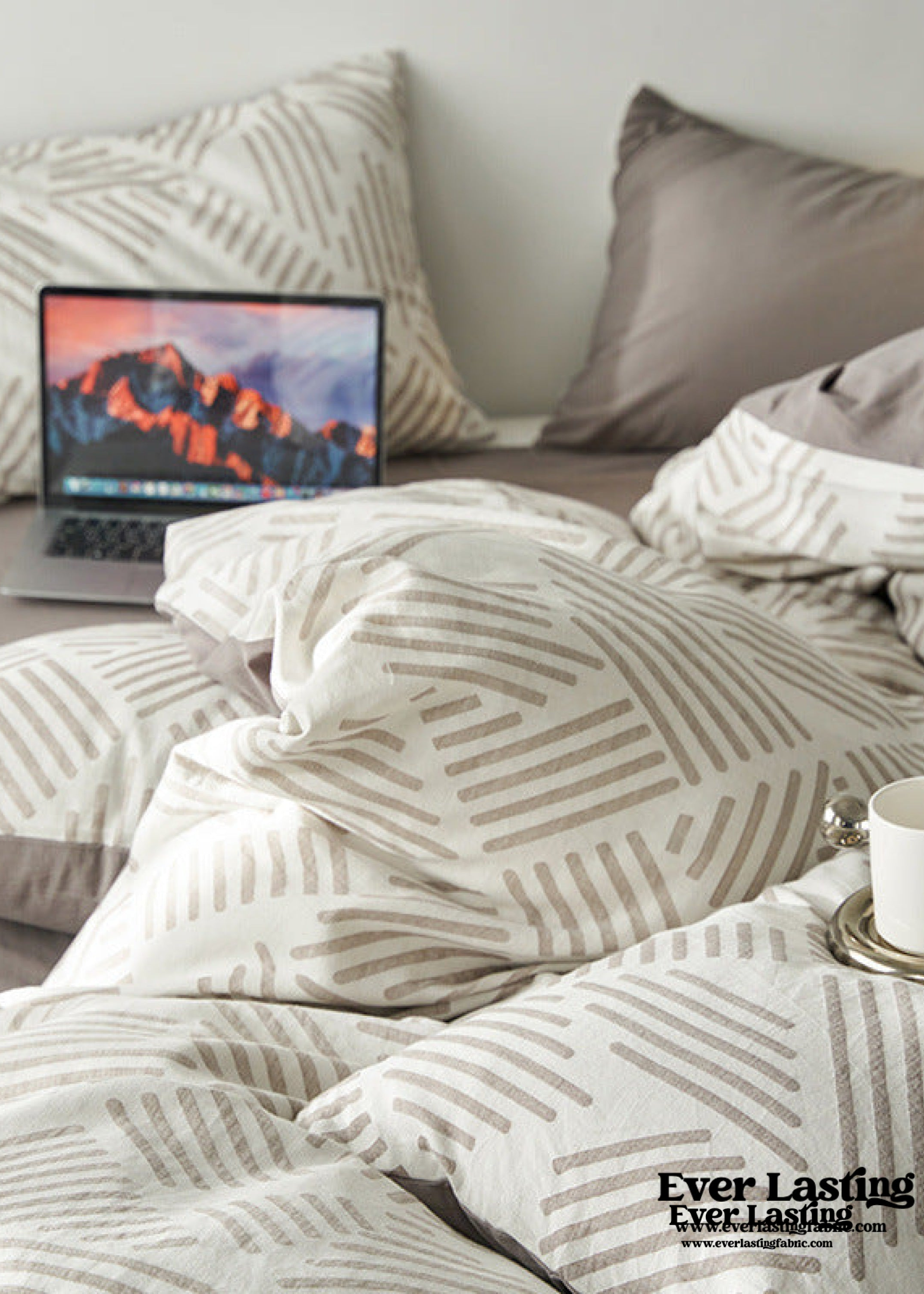 Boho Striped Bedding Set - Pink