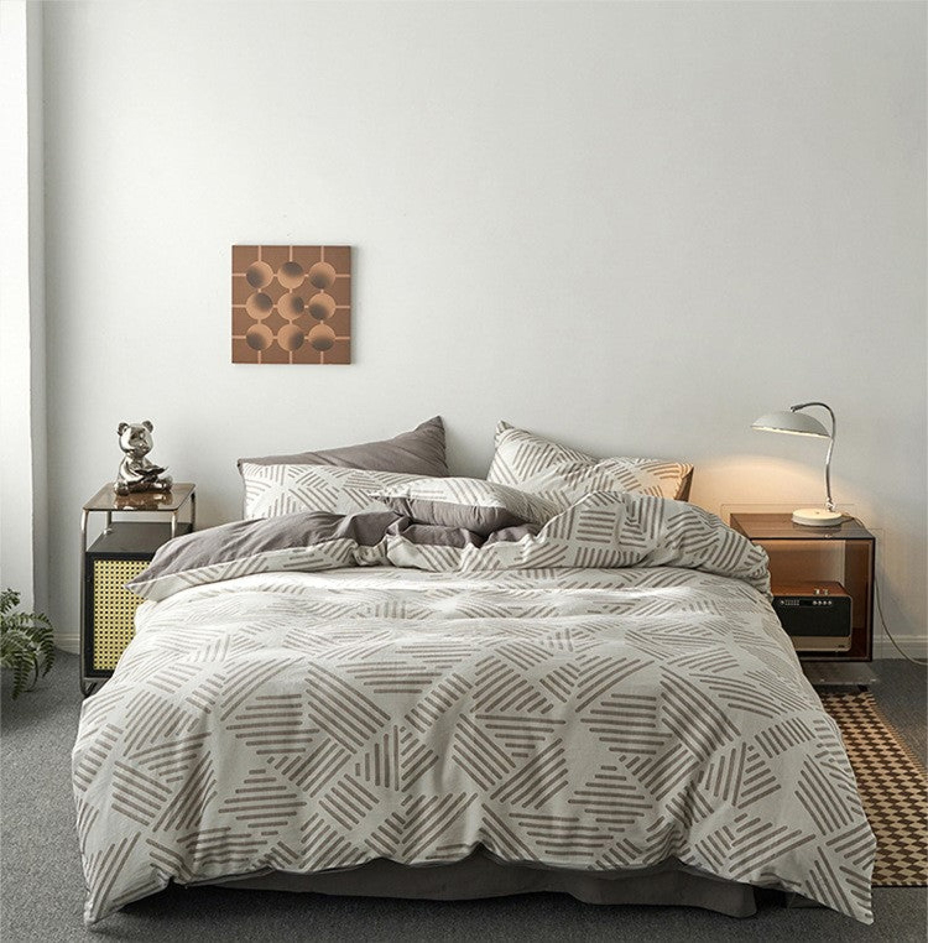 Boho Striped Bedding Set - Pink