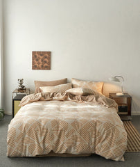 Boho Striped Bedding Set - Tan