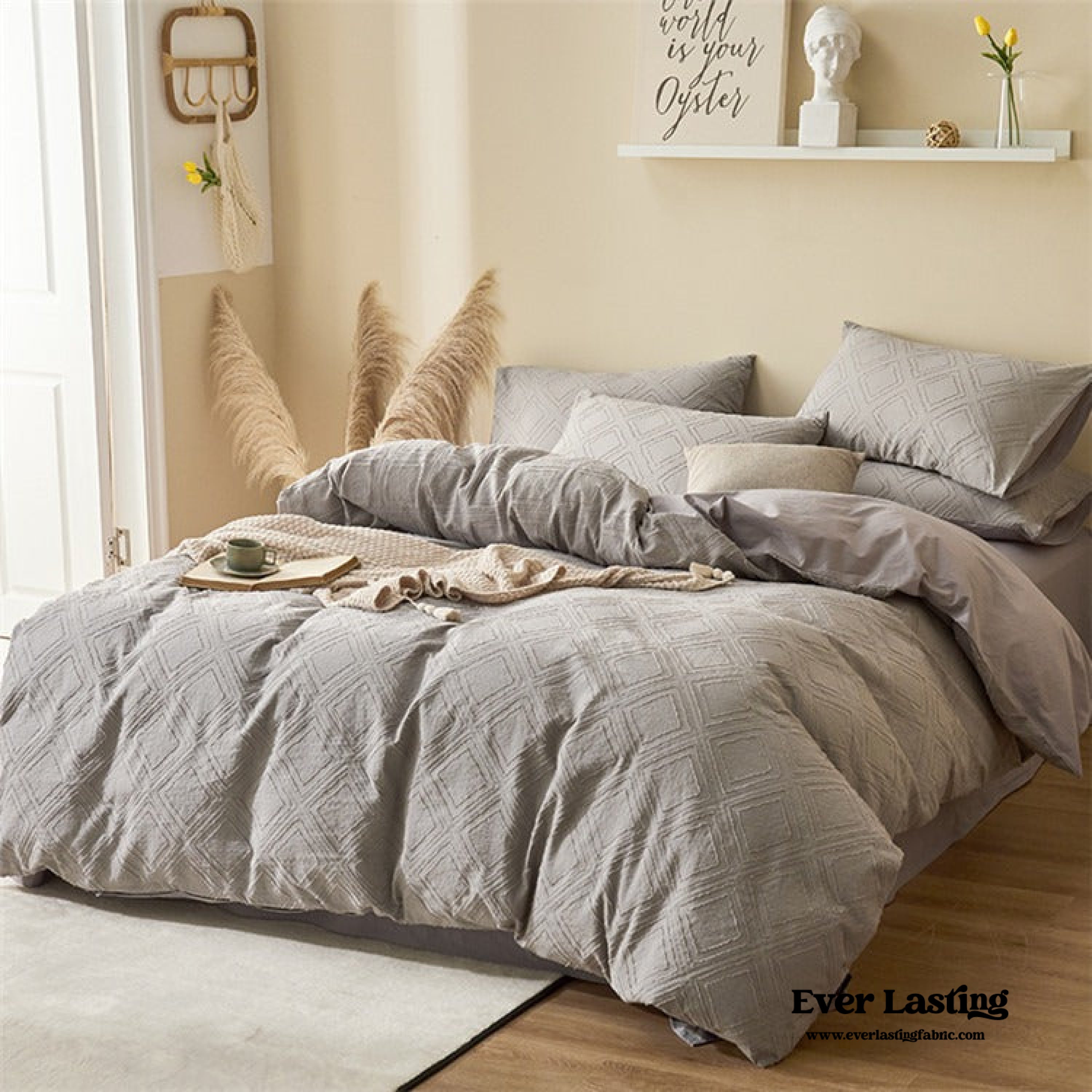 Boho Tufted Bedding Set - Pink