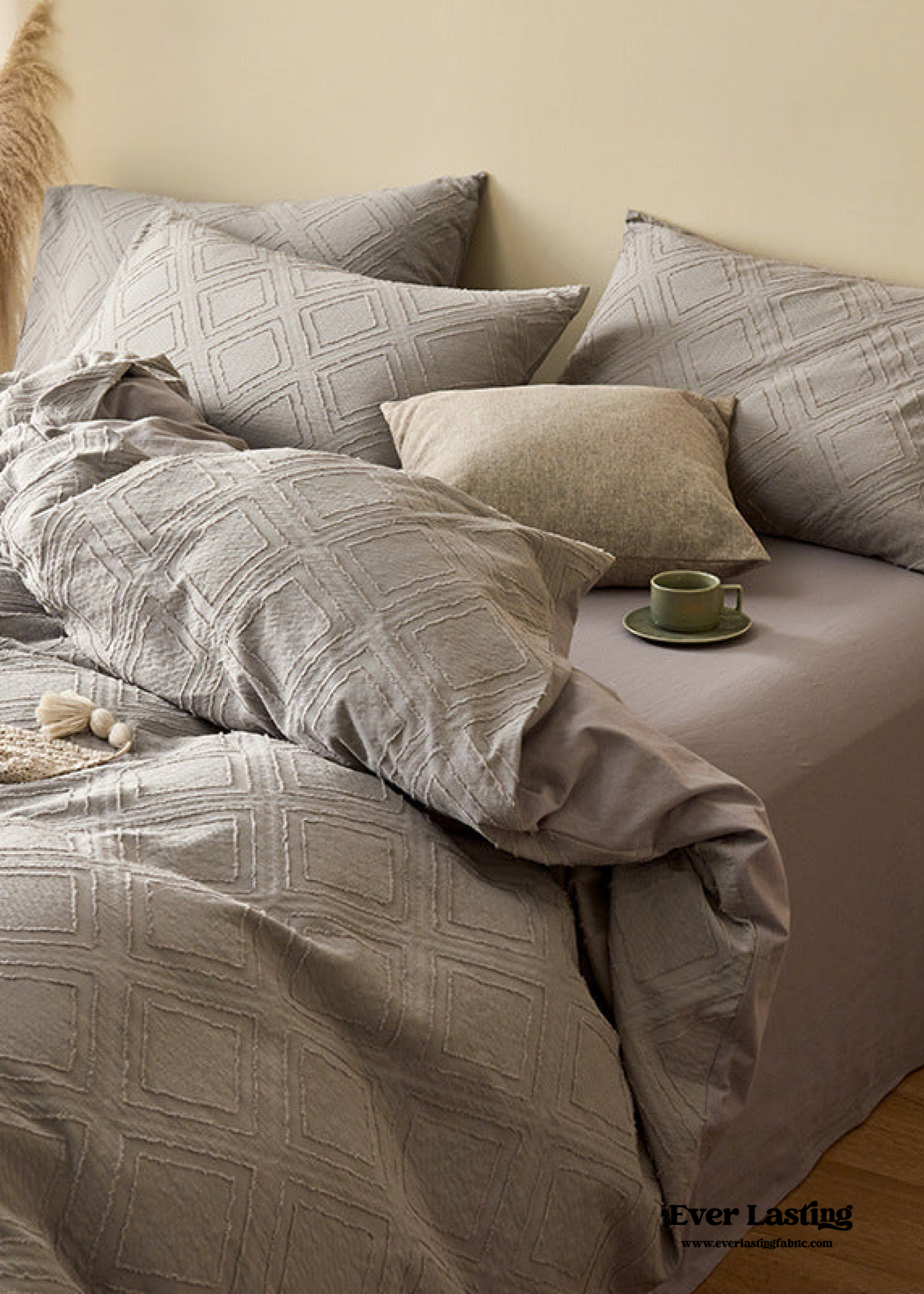 Boho Tufted Bedding Set - Pink