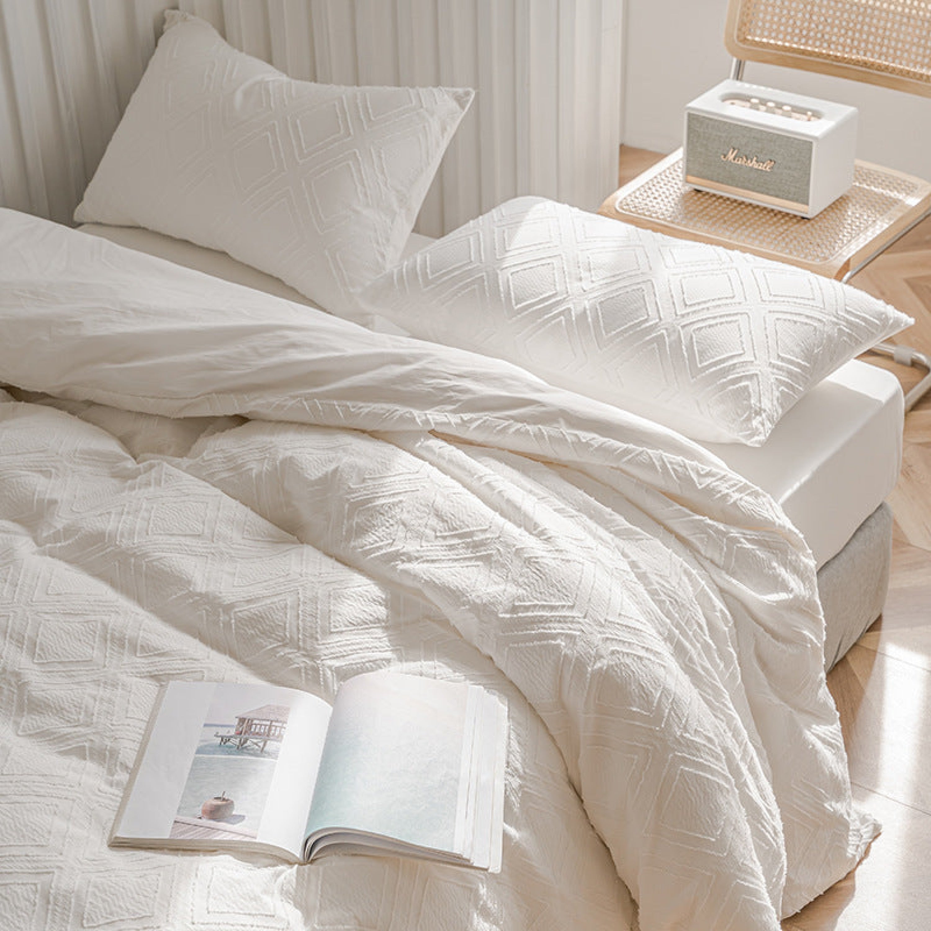Boho Tufted Bedding Set - Pink