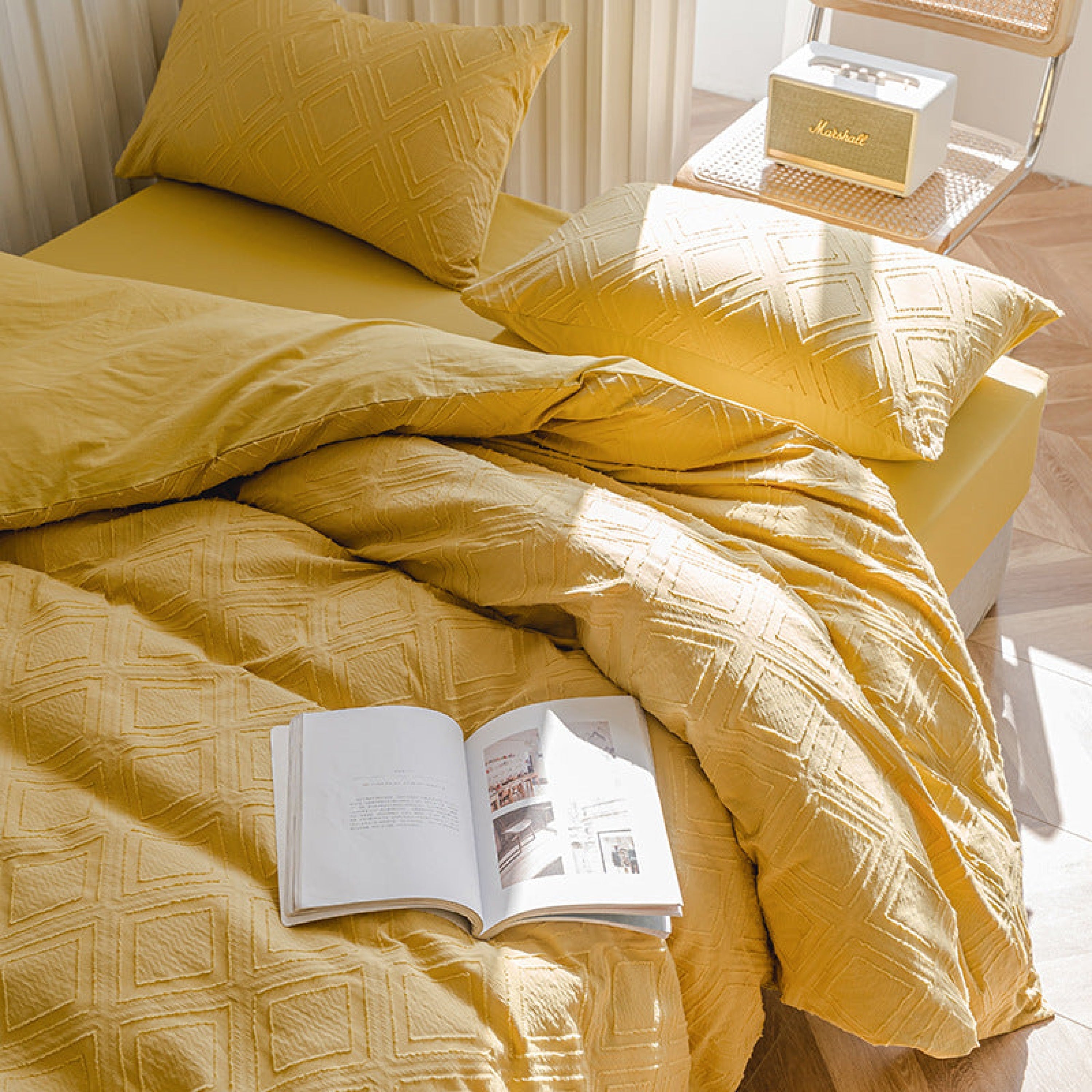Boho Tufted Bedding Set - Pink