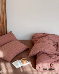 British Vintage Plaid Bedding Set - Red