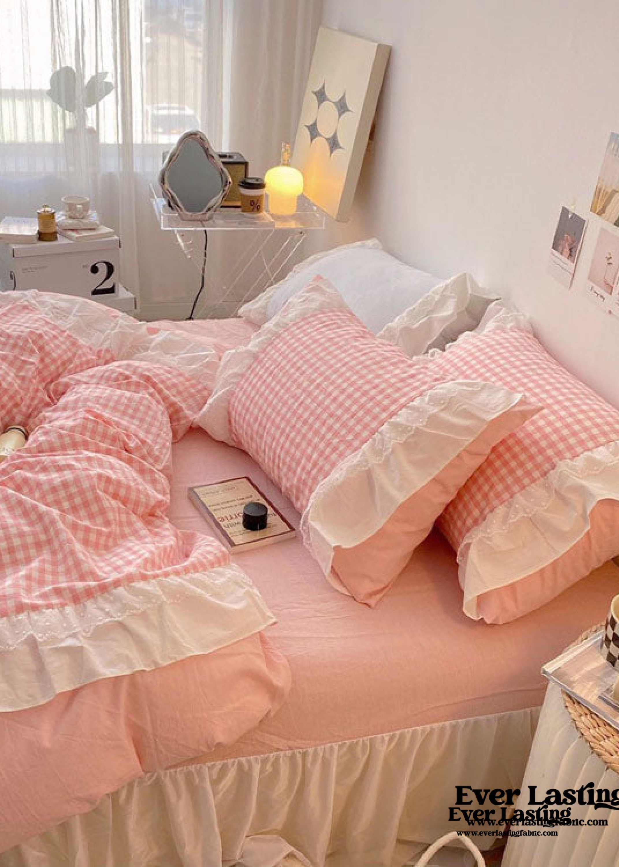 Candy Lace Gingham Ruffle Bedding Bundle