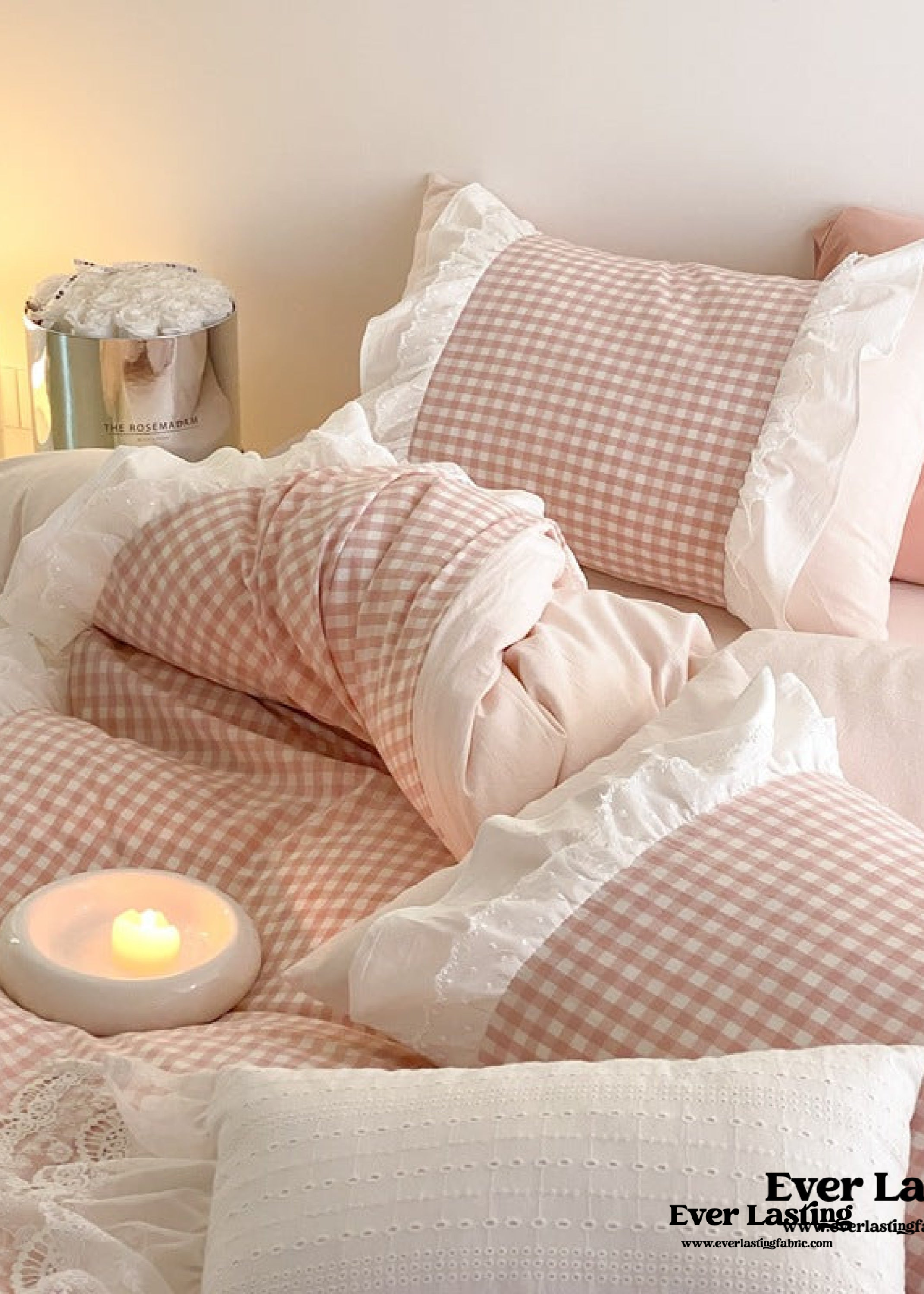 Candy Lace Gingham Ruffle Bedding Bundle
