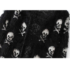 Mohair-Strickjacke mit Totenkopf-Motiv