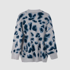 Blue Leopard Cardigan Sweater