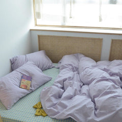 Checkered Bedding Set - Purple