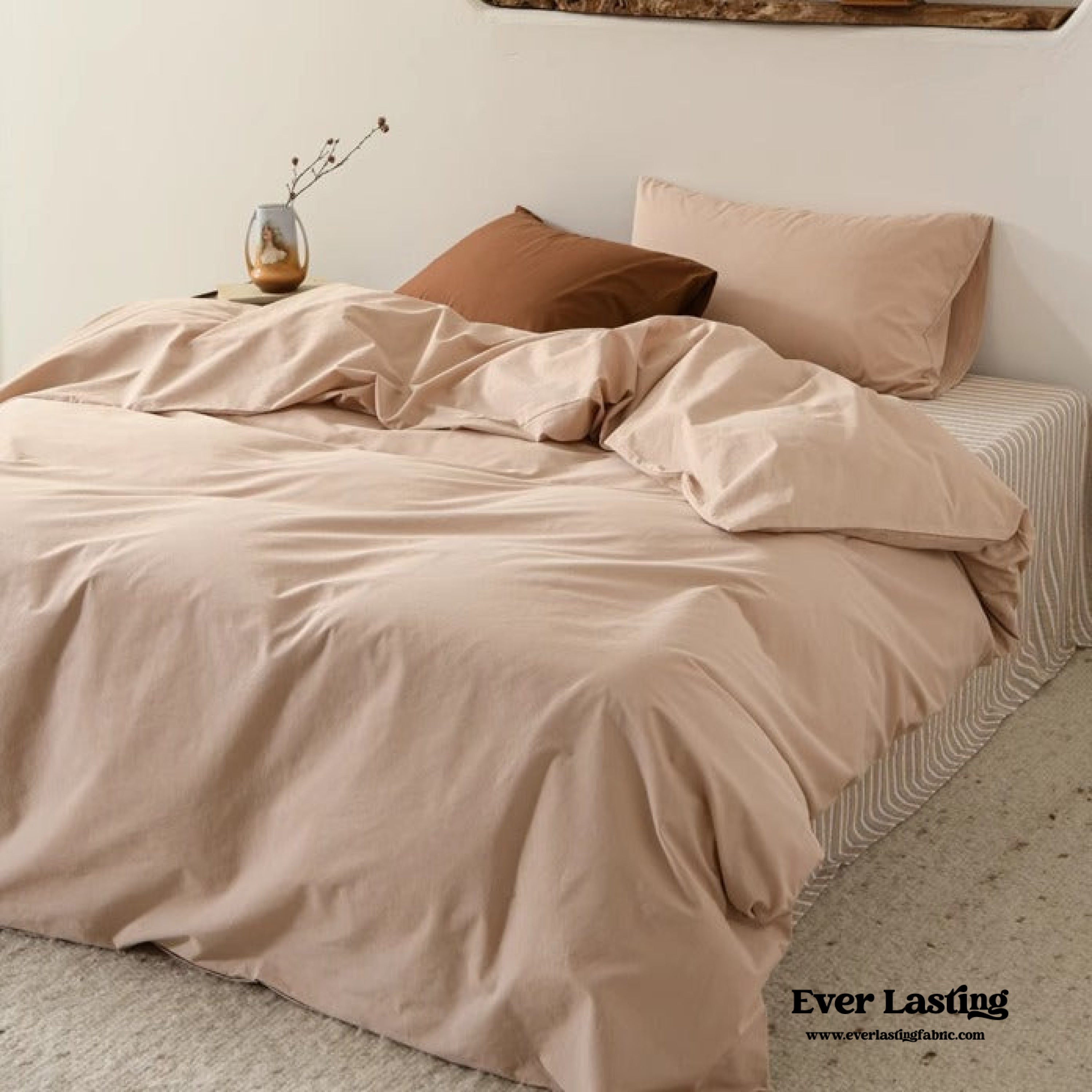 Clara Vintage Minimalist Striped Bedding Set - Pink