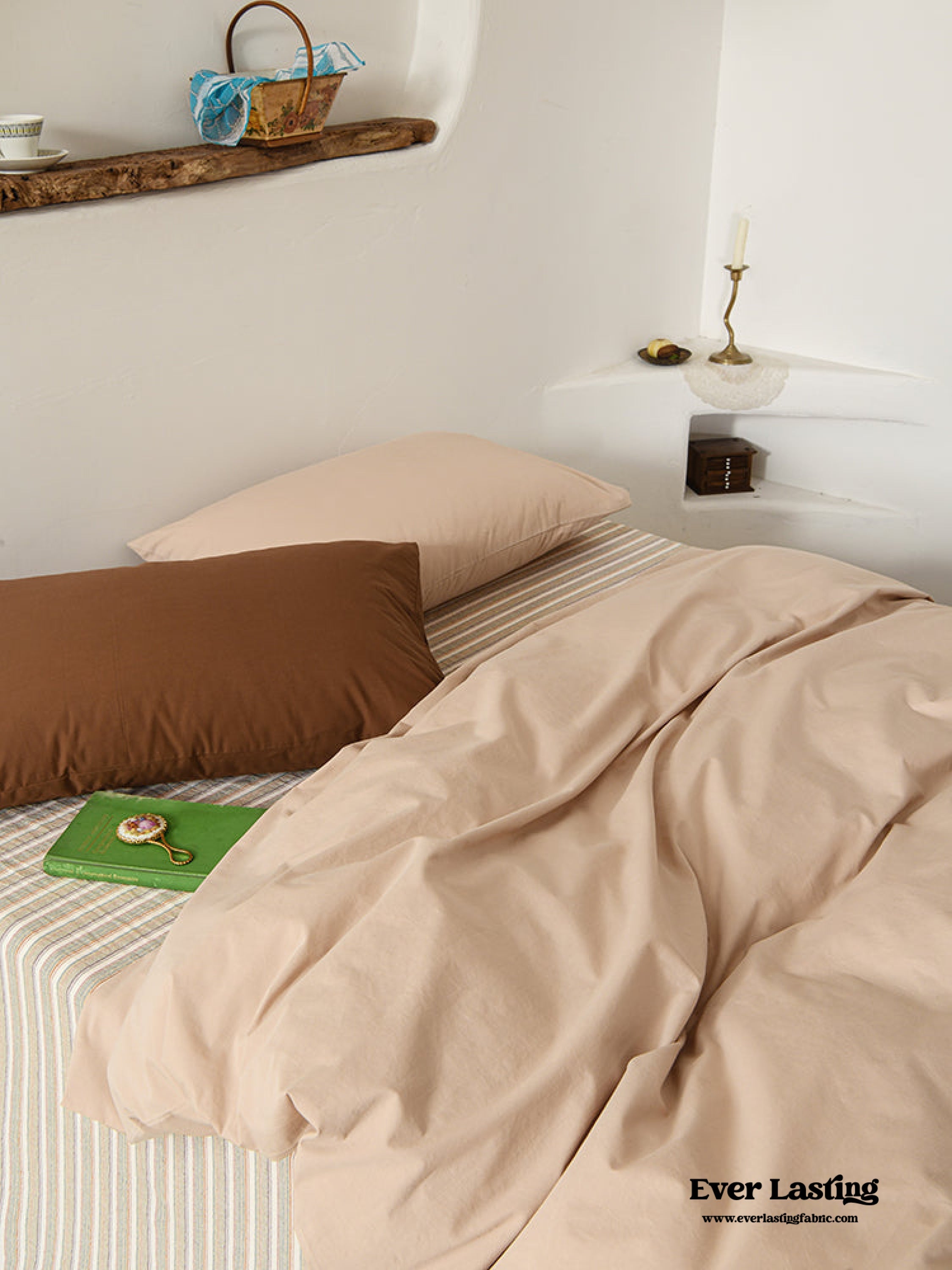 Clara Vintage Minimalist Striped Bedding Set - Pink