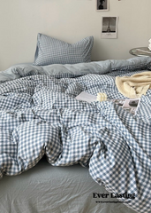 Clean Cut Bedroom Bedding Set - Gingham Blue