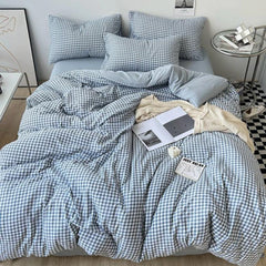 Clean Cut Bedroom Bedding Set - Gingham Blue