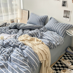 Clean Cut Bedroom Bedding Set - Striped Blue