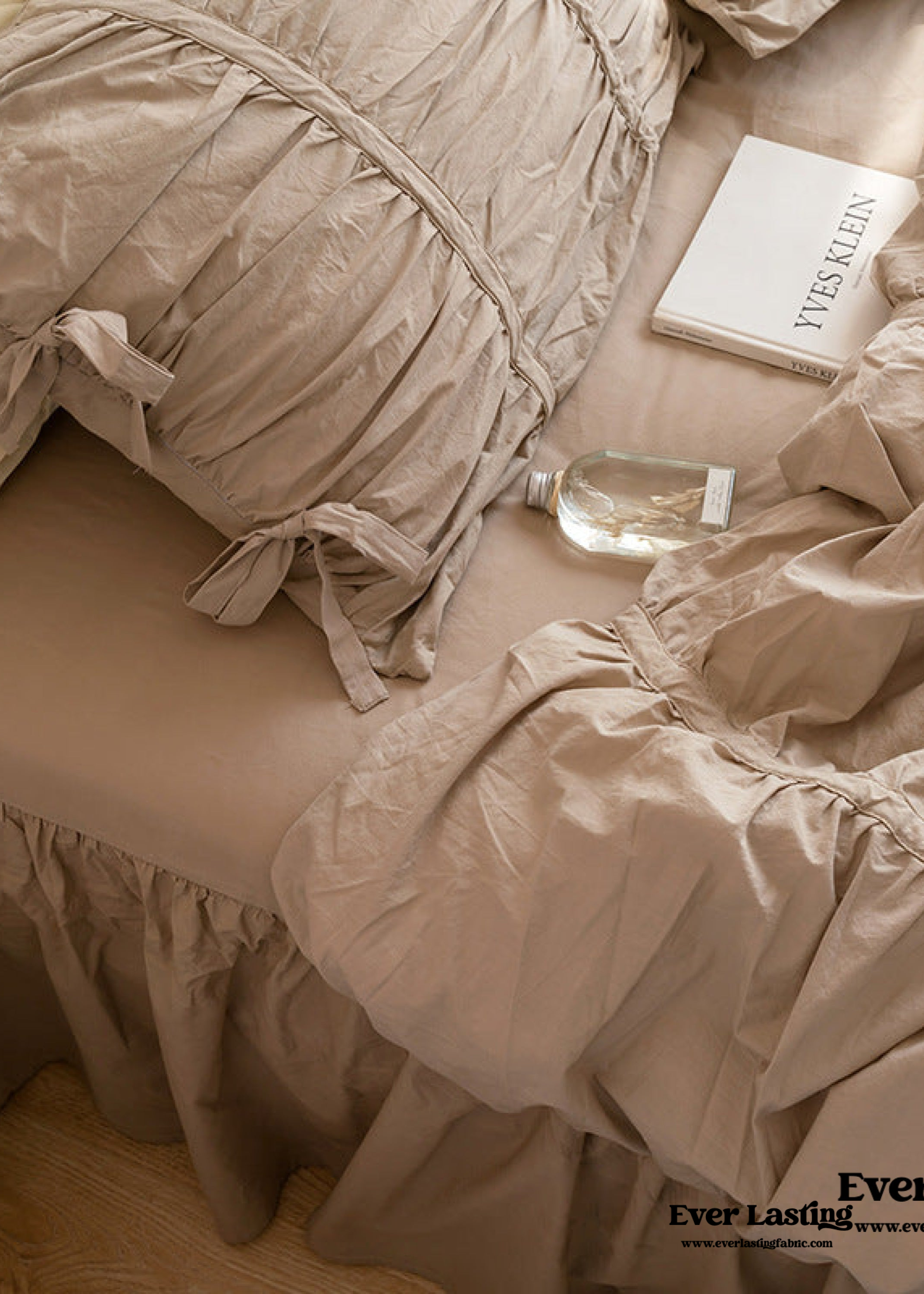 Coquette Ruffle Bedding Set with Ties - Pink