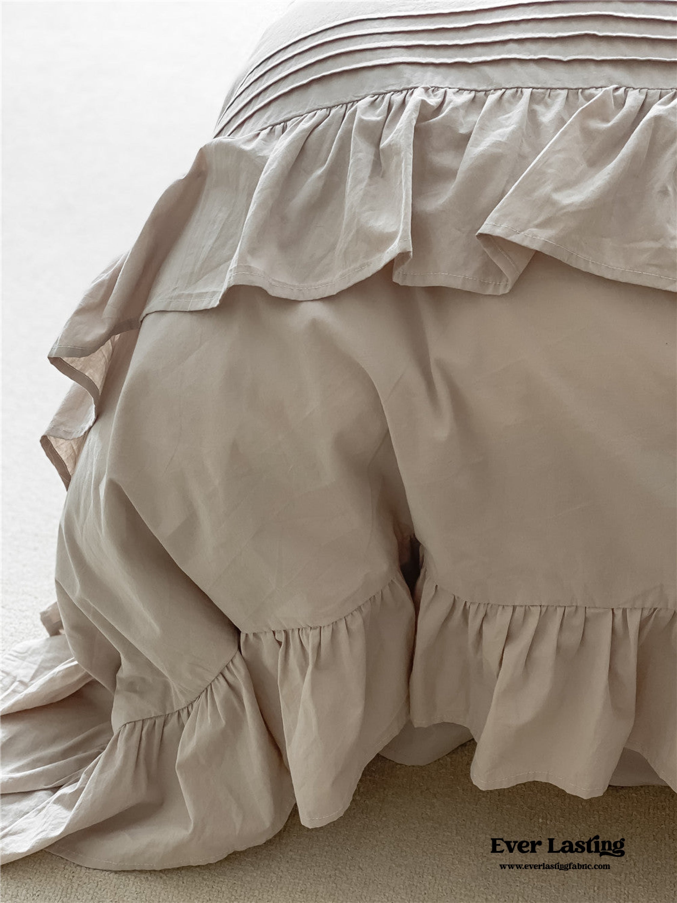 Coquette Ruffle Washed Cotton Bedding Set - Khaki