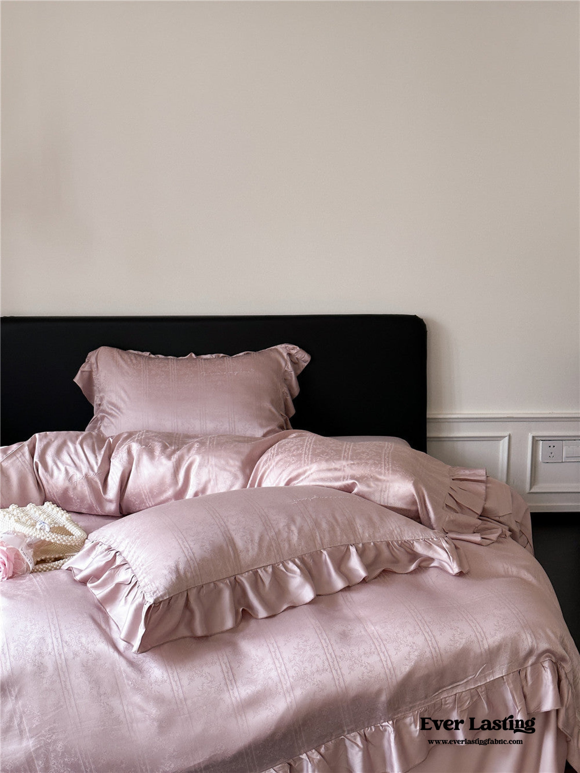 Coquette Tencel Silky Ruffle Bedding Set - White