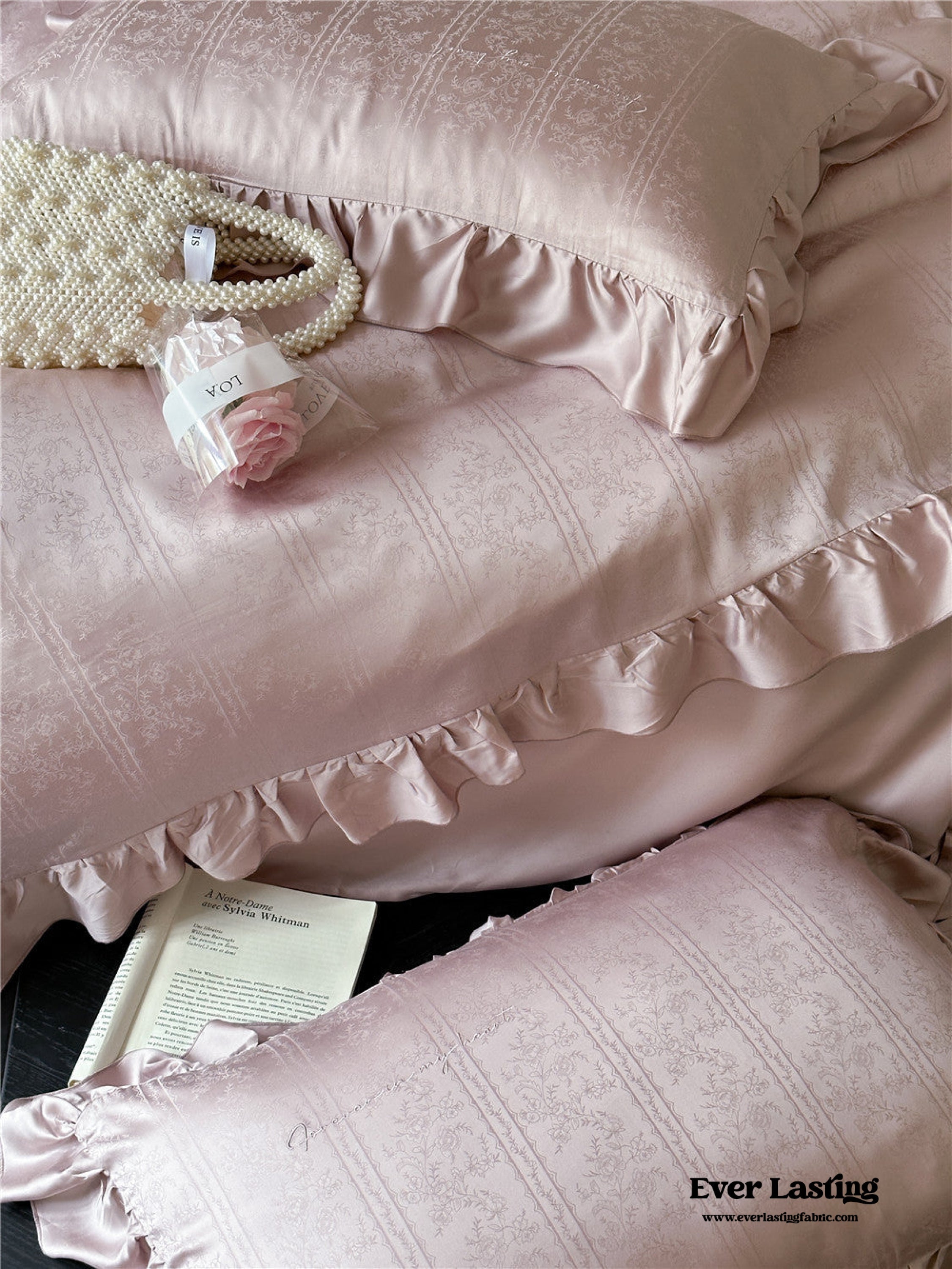 Coquette Tencel Silky Ruffle Bedding Set - White