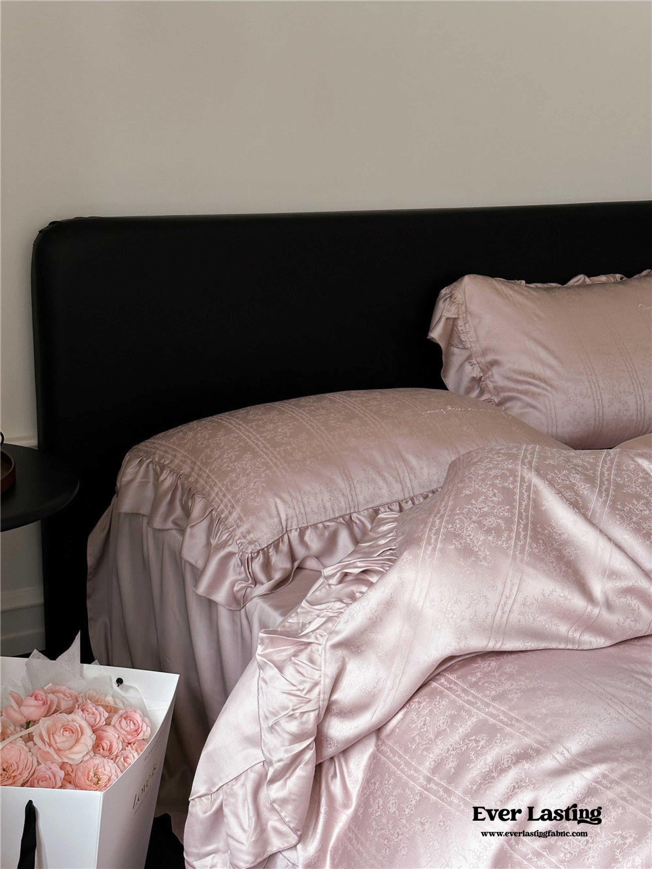 Coquette Tencel Silky Ruffle Bedding Set - White