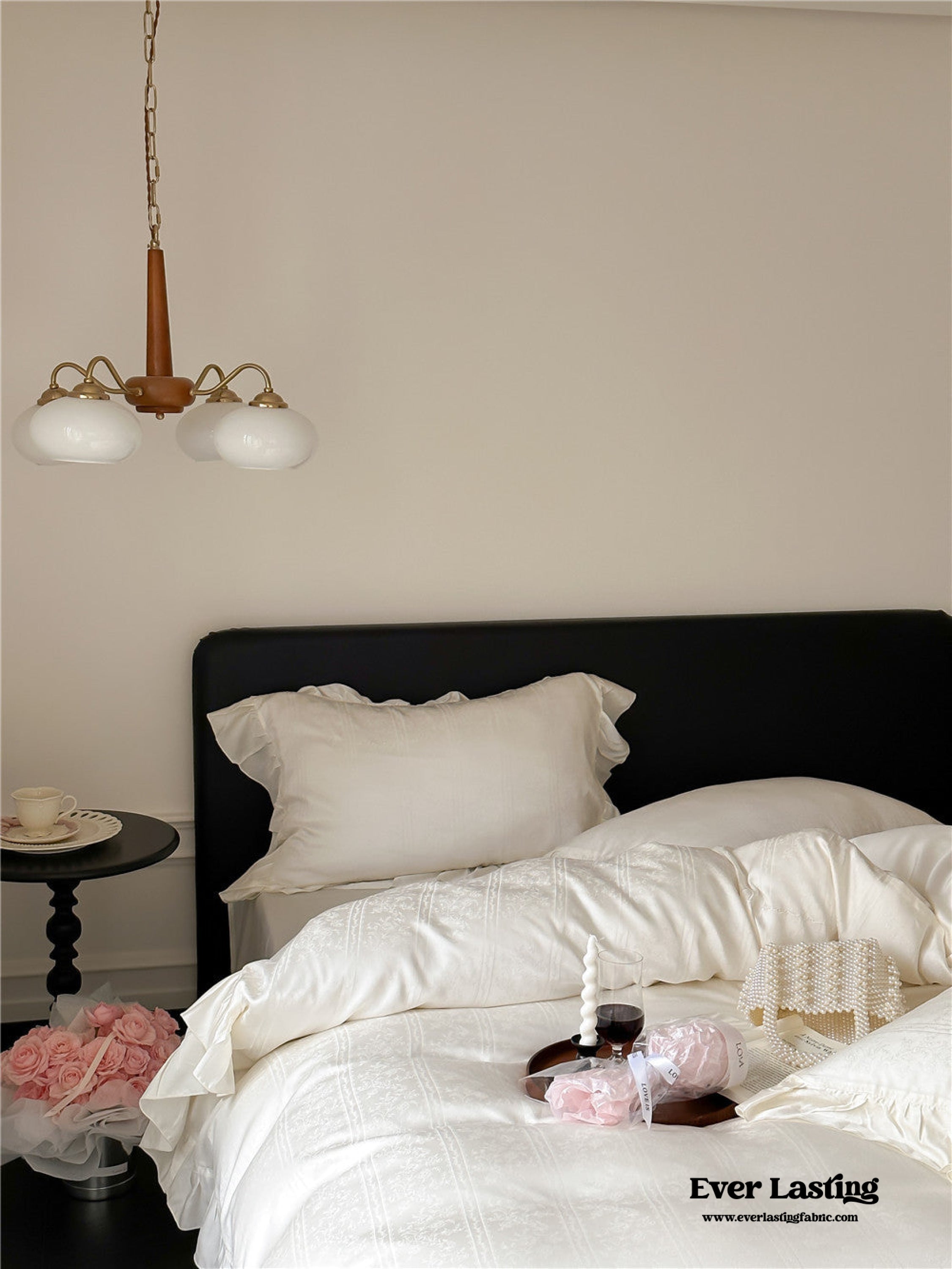 Coquette Tencel Silky Ruffle Bedding Set - White
