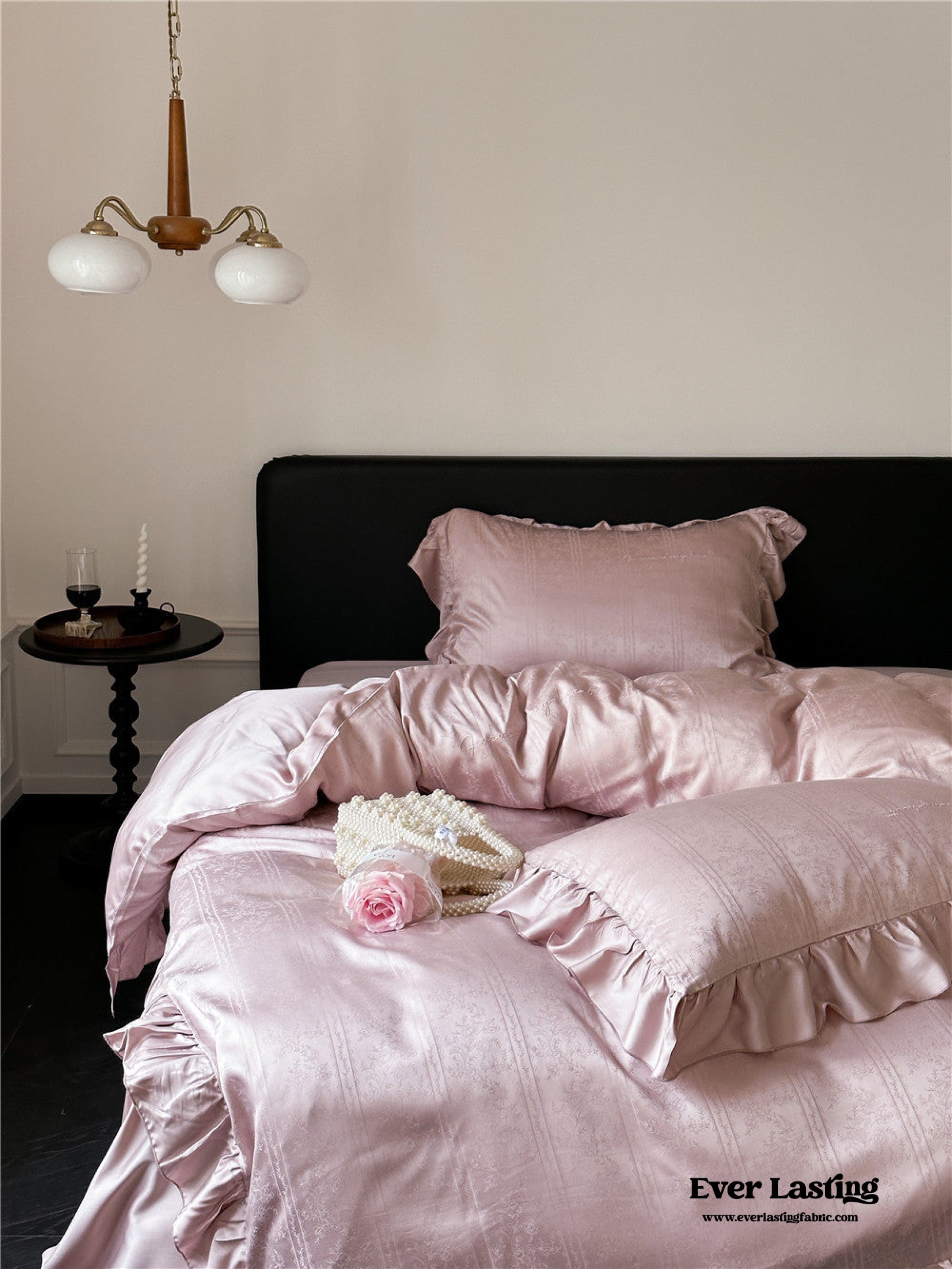 Coquette Tencel Silky Ruffle Bedding Set - White