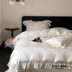 Coquette Tencel Silky Ruffle Bedding Set - White