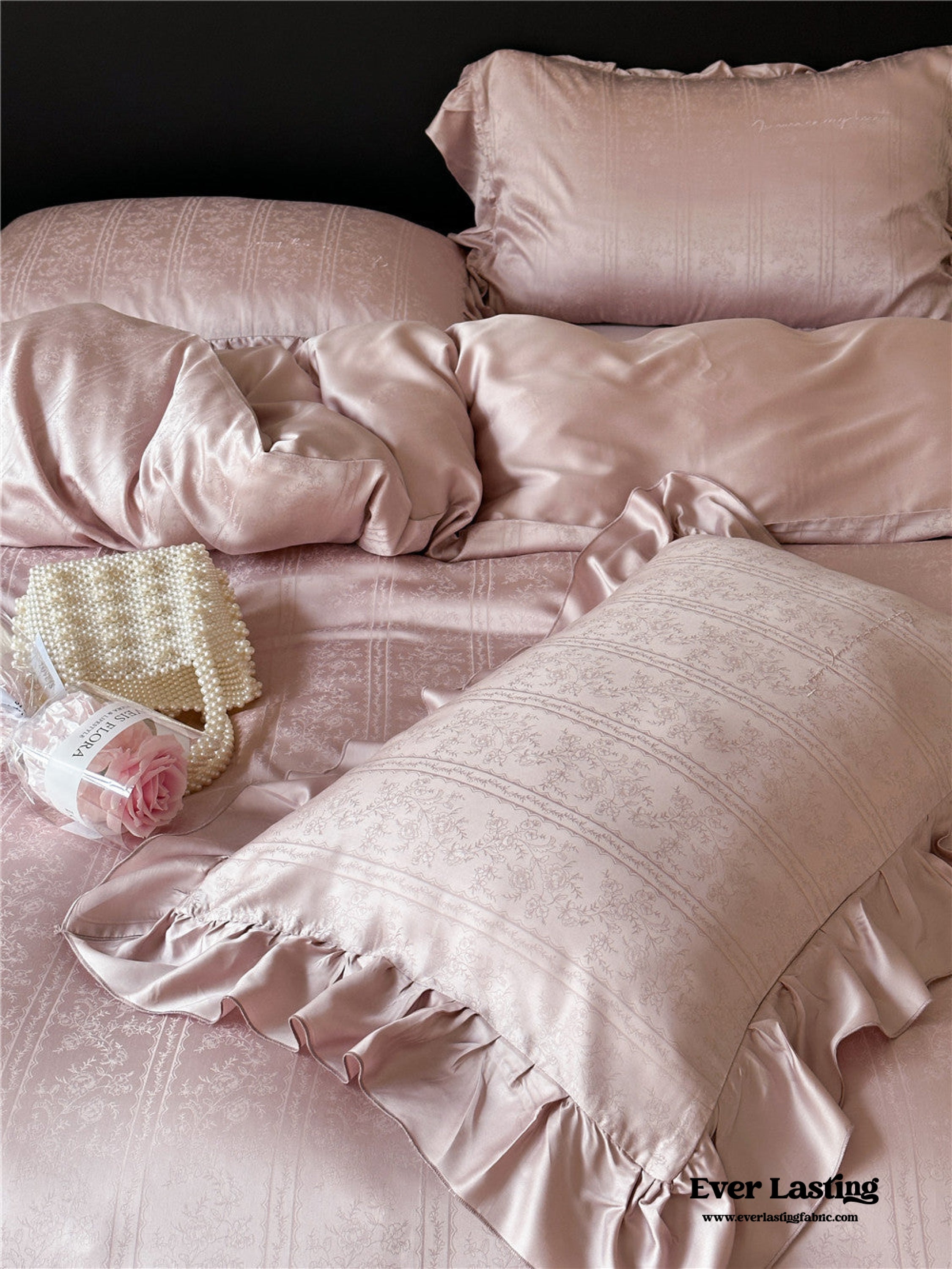Coquette Tencel Silky Ruffle Bedding Set - White