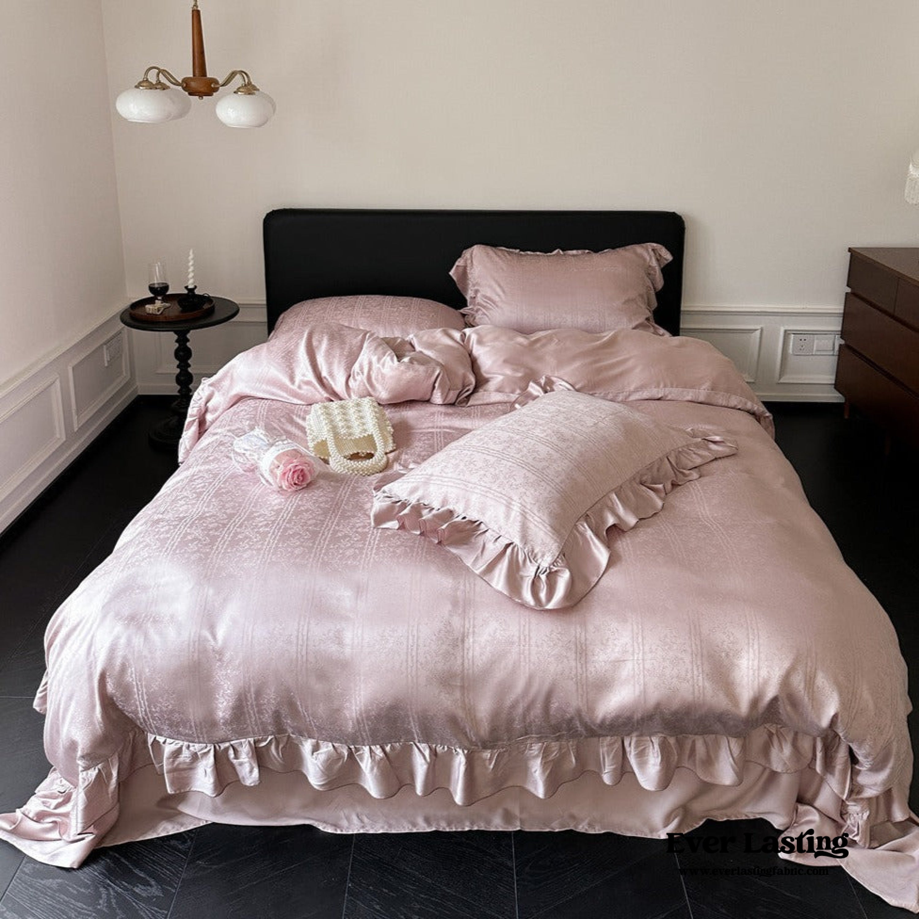 Coquette Tencel Silky Ruffle Bedding Set - White