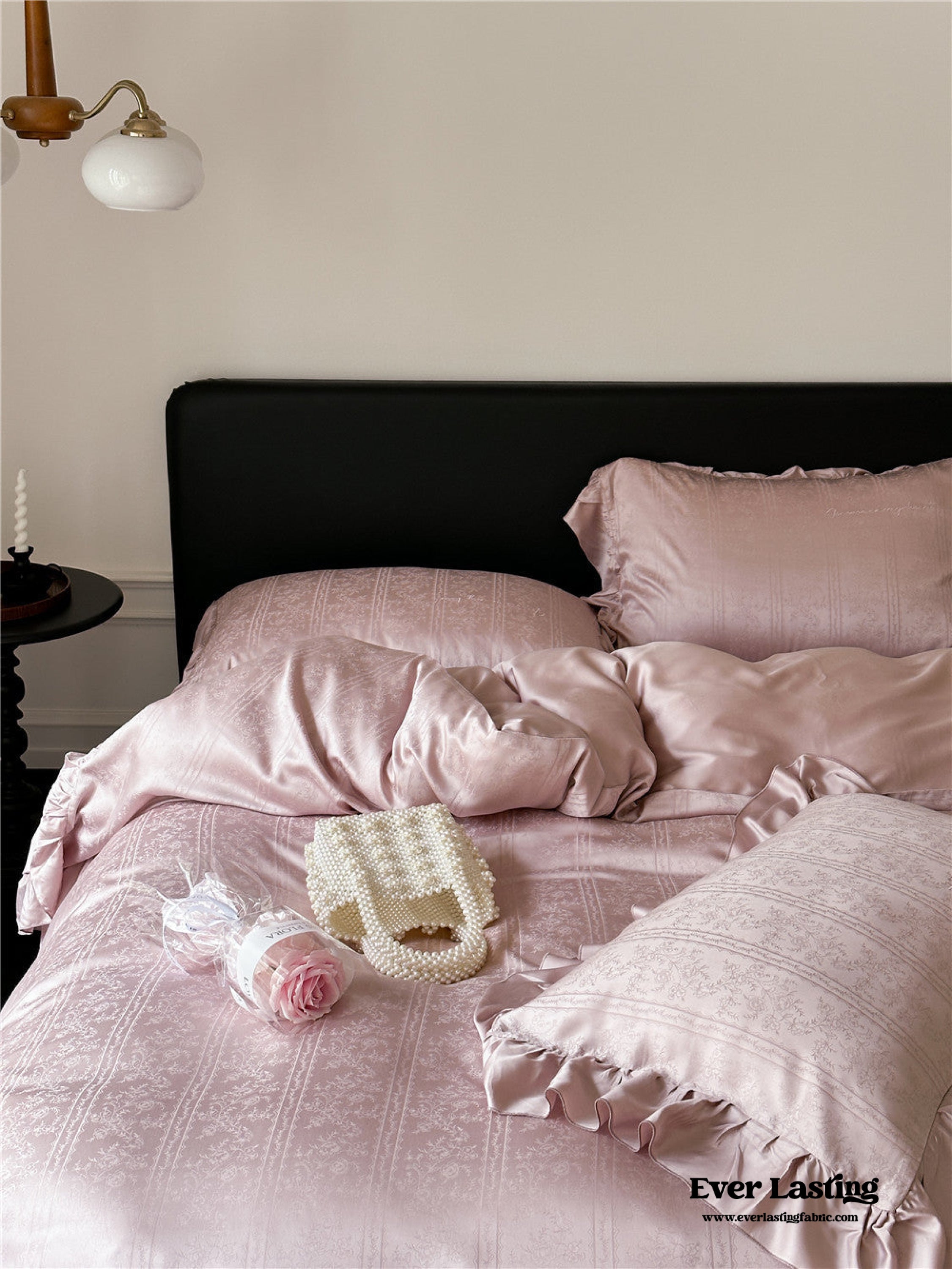 Coquette Tencel Silky Ruffle Bedding Set - White