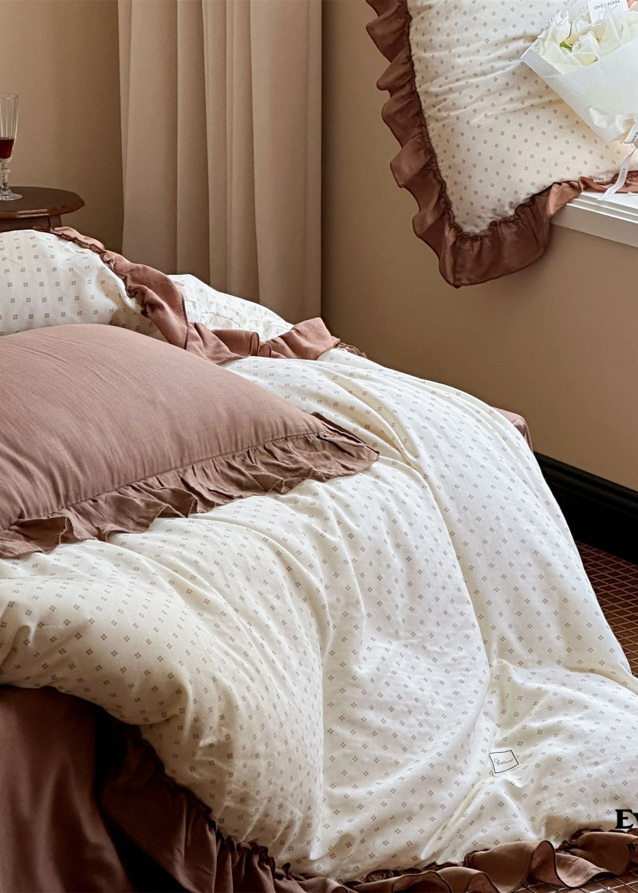 Cottage Inspired Ruffle Bedding Set - Soft Blue