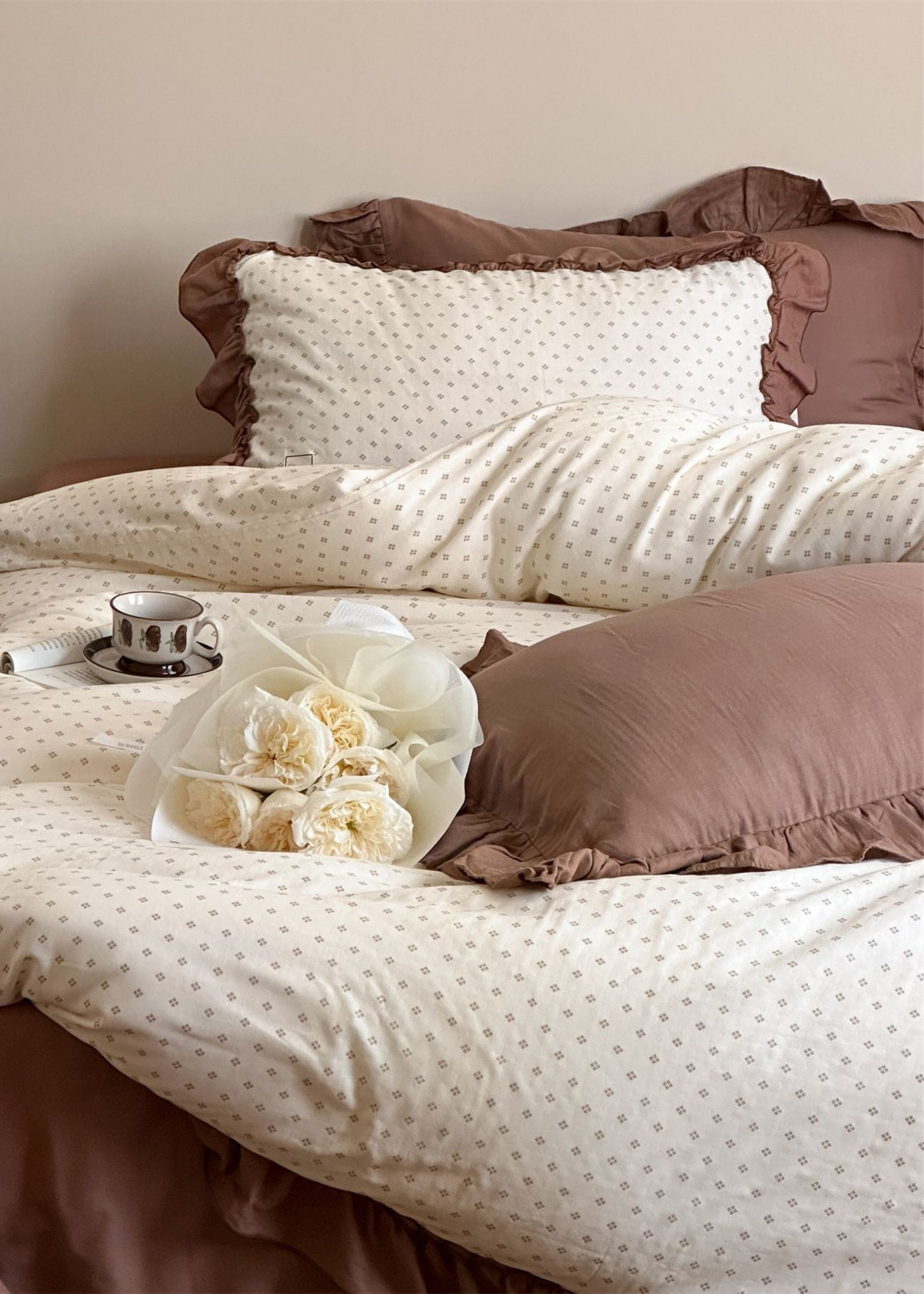 Cottage Inspired Ruffle Bedding Set - Soft Blue