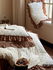 Cottage Inspired Ruffle Bedding Set - Brown