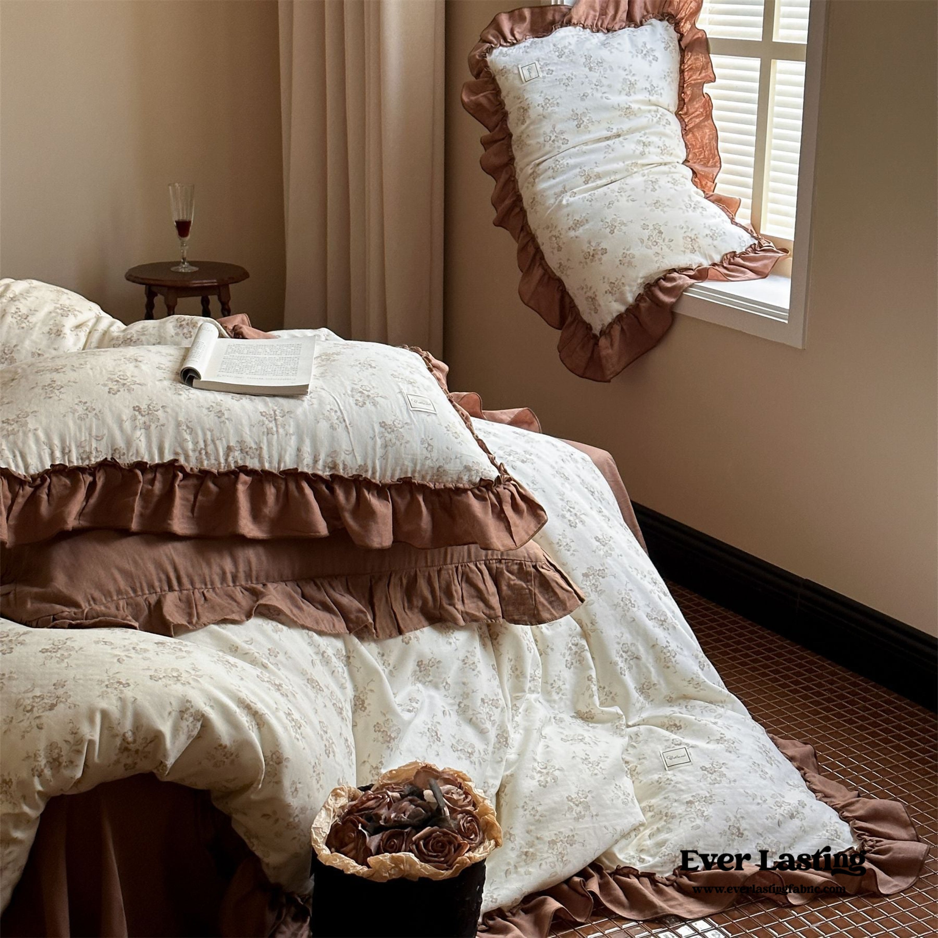 Cottage Inspired Ruffle Bedding Set - Soft Blue
