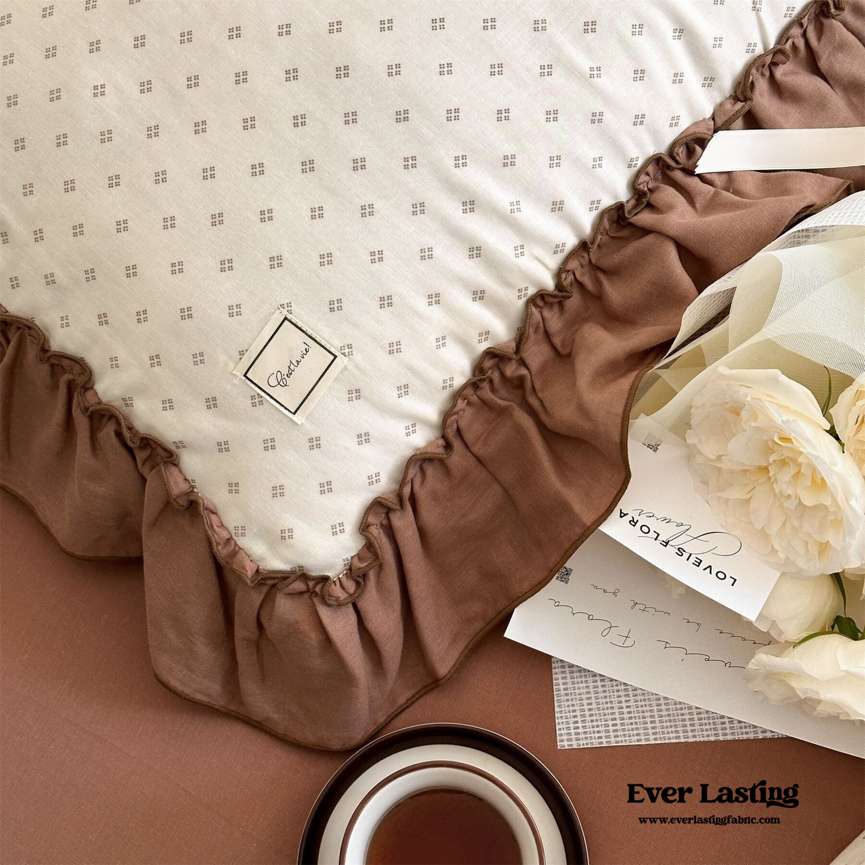 Cottage Inspired Ruffle Bedding Set - Soft Blue