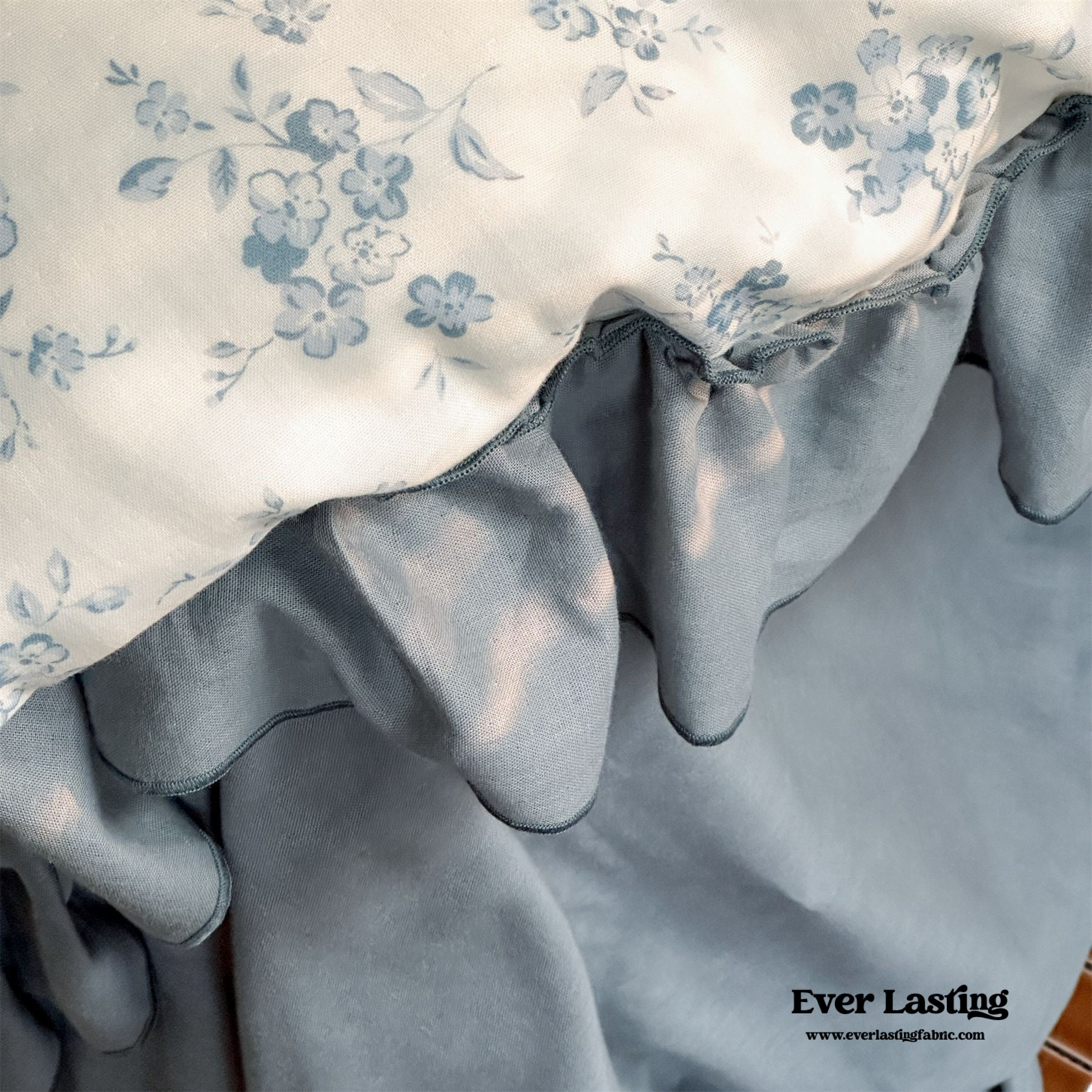Cottage Inspired Ruffle Bedding Set - Soft Blue